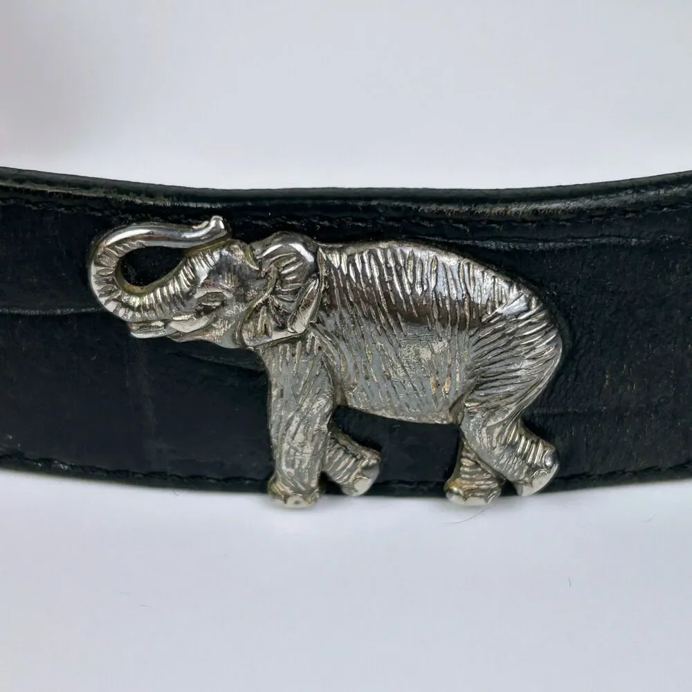 Honest by Brighton Animal Concho Belt Safari Black Silver Croc Embossed Zebra 30